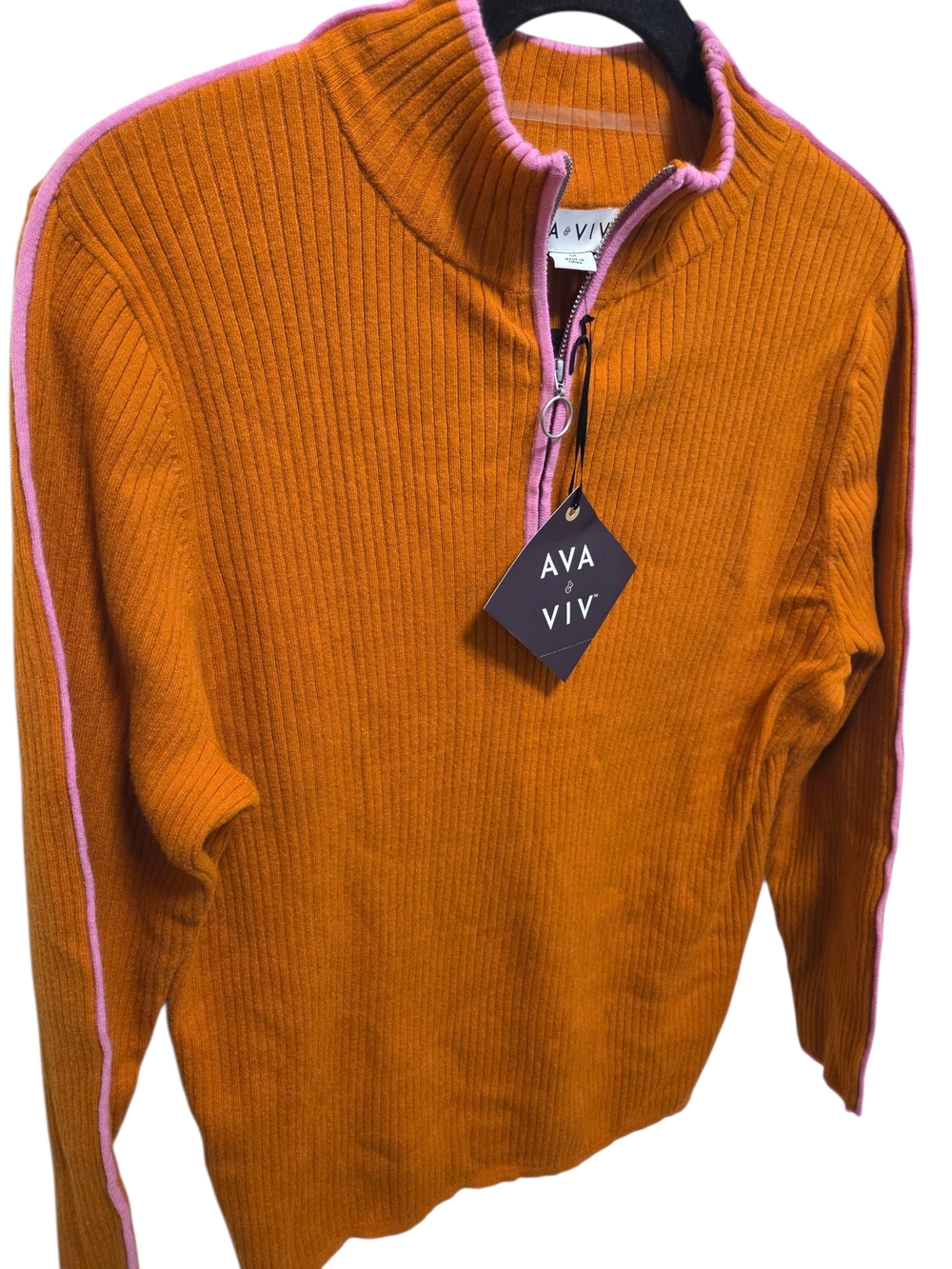 Ava & Viv Orange Ribbed Lightweight Sweater
